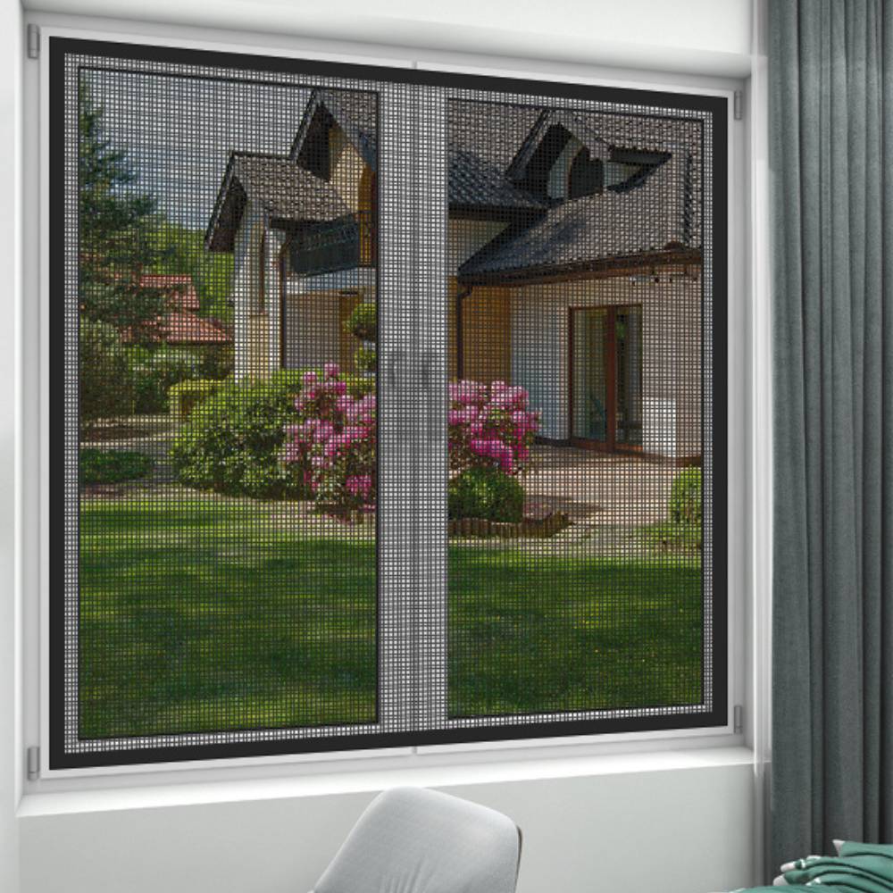 Velcro Window Screen - Black Edge / Standard Mesh (Grey) / 100cm x 100cm: image 5