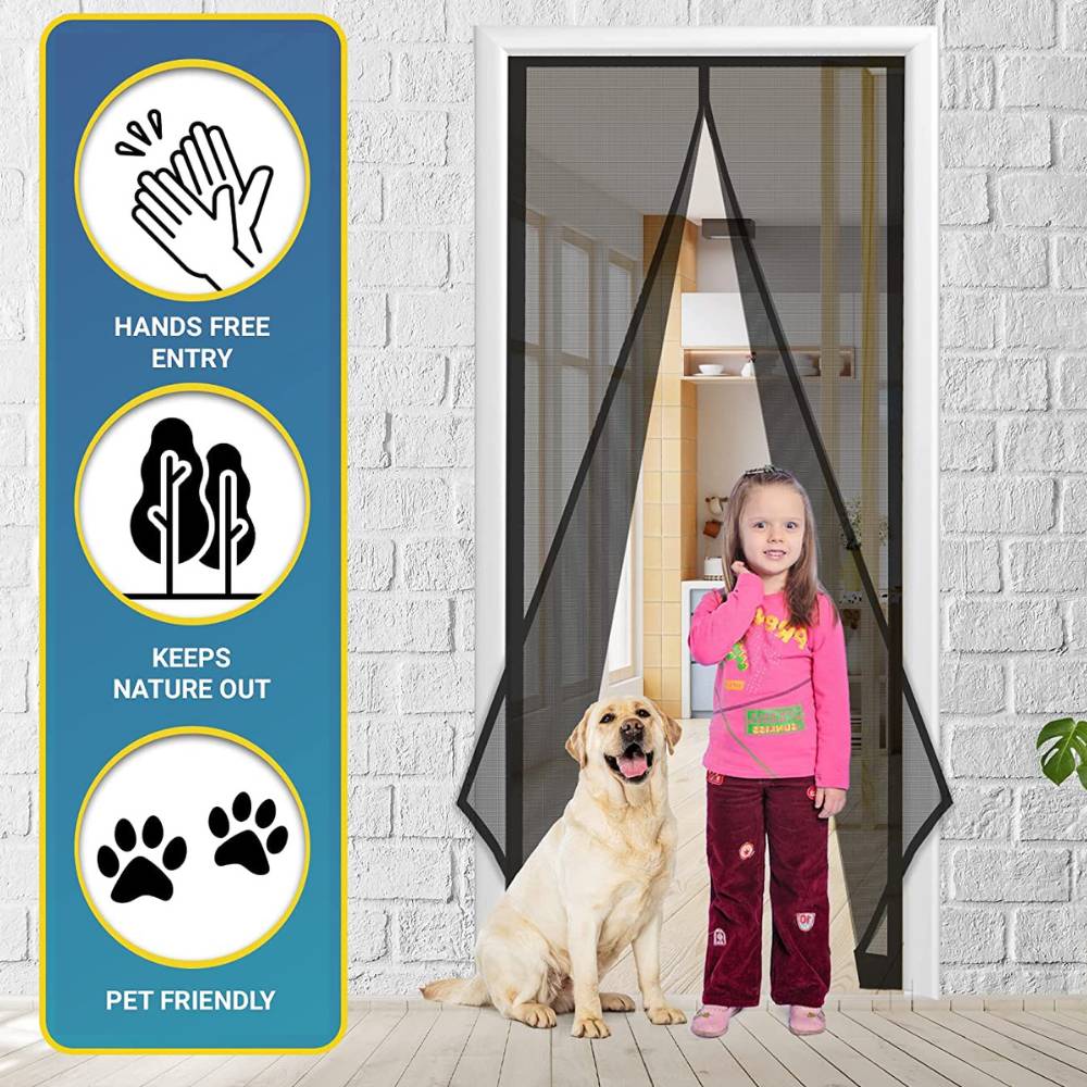 Magnetic Screen For Doors - Black / 60cm (W) x 210cm (H): image 3